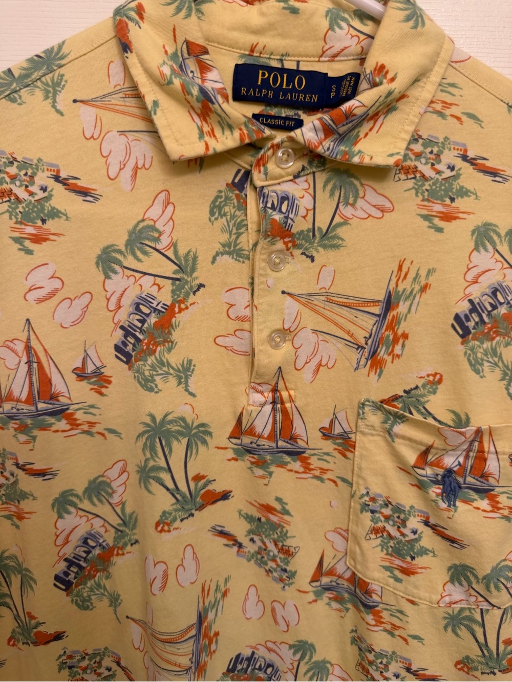 Ralph Lauren Yellow Sailboat & Palm Print Polo - Picture 2 of 6